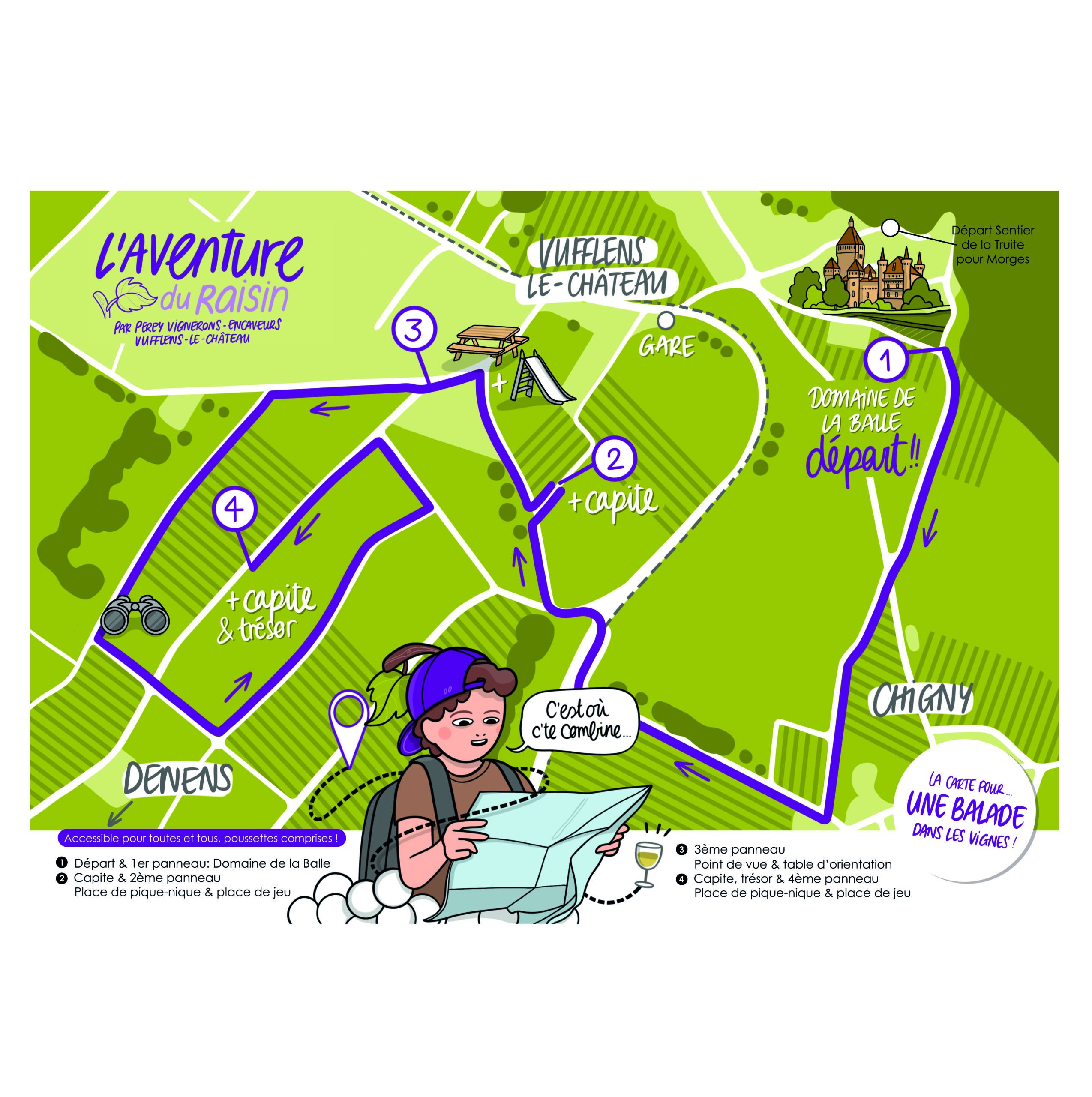 Visuels complets pour L'Aventure du Raisin, Domaine Perey Vignerons, Vufflens-le-Château, 2025